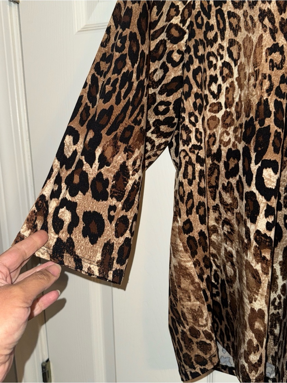 Worthington Leopard Print 3/4 Sleeve Tunic - Brown, Black, Cream - Picture 3 of 4